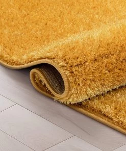 Well Woven Ciel Golden Yellow Ultra-Soft Multi-Textured Shimmer Pile Area Rug All Area Rugs And Runners