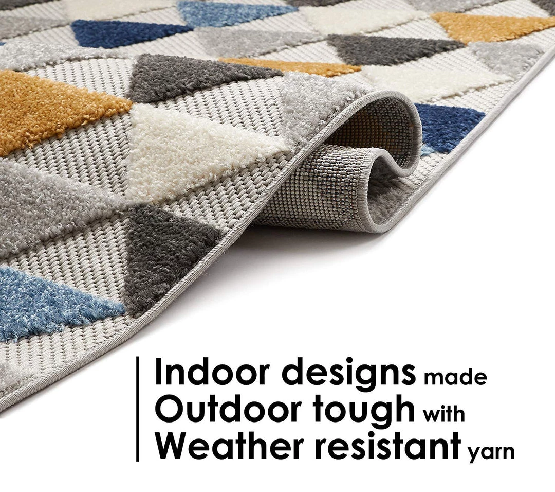 WRG All Area Rugs And Runners Geometric Triangles Blue Yellow High Traffic Stain Resistant Indoor Outdoor Area Rug 7 WRG All Area Rugs And Runners Geometric Triangles Blue Yellow High Traffic Stain Resistant Indoor Outdoor Area Rug