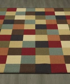 OPVM All Area Rugs And Runners Checks Design Multi-color Area Rug Non-Slip/ No Skid
