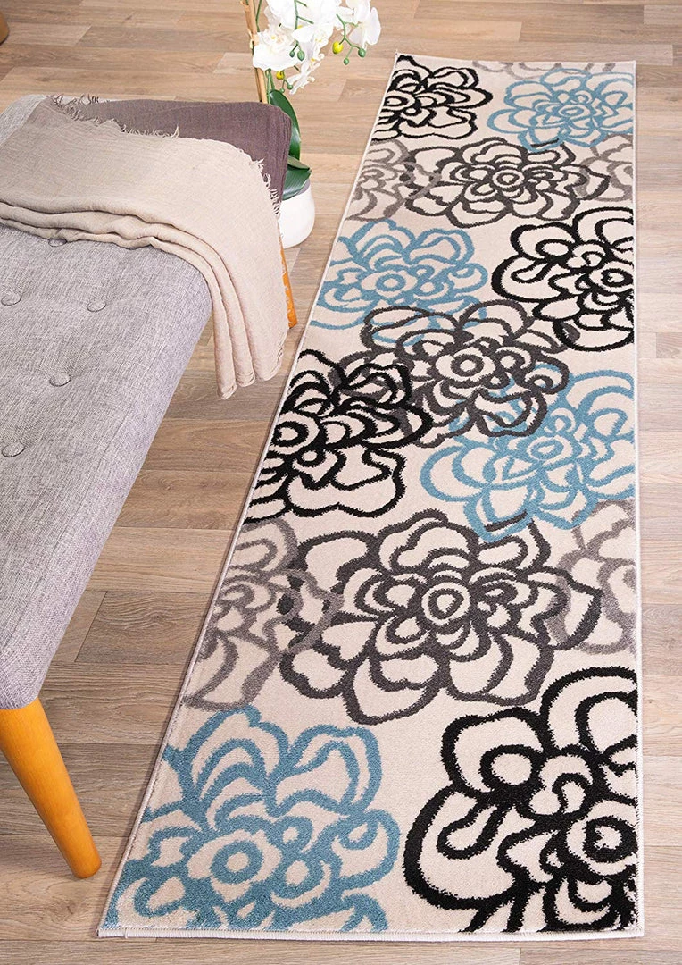 WRG Contemporary Floral Cream Blue Brown Area Rug All Area Rugs And Runners 7 WRG Contemporary Floral Cream Blue Brown Area Rug All Area Rugs And Runners