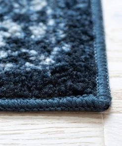 Modern Rugs And Decor Maples Rugs Pelham Vintage Runner Rug Non Slip Washable Navy/Grey All Area Rugs And Runners