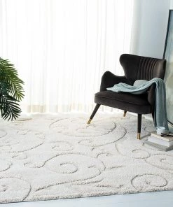 FAS All Area Rugs And Runners Premium Swirl Thick Plush Cream/Cream Area Shag Rug