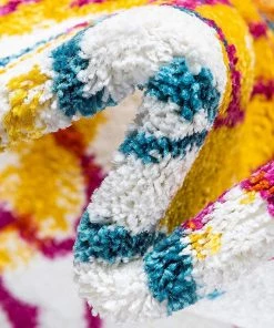 Unique Loom Lyon Tuba Modern Floral Runner Rug, Ivory/Yellow