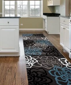 WRG Floral Gray Blue Area Rug