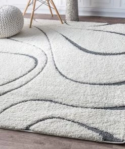 FAS All Area Rugs And Runners Ivory Gray Soft Plush Shag Area Rug