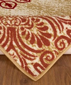 Modern Rugs And Decor All Area Rugs And Runners Modern Floral Non-Skid (Non-Slip) Low Profile Pile Rubber Backing Indoor Area Rugs Beige