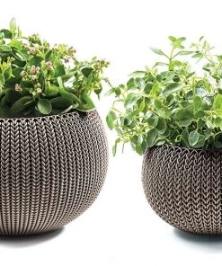 COL Knit Texture Planters Pots With Removable Liners Home Décor