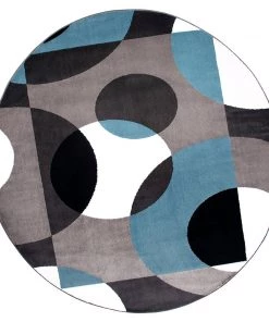WRG Circle Gray/Grey Blue Area Rug All Area Rugs And Runners 19 WRG Circle Gray/Grey Blue Area Rug All Area Rugs And Runners