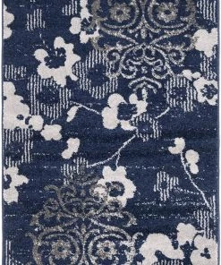 Modern Rugs And Decor Navy Blue Silver Contemporary Chic Damask Soft Area Rug All Area Rugs And Runners