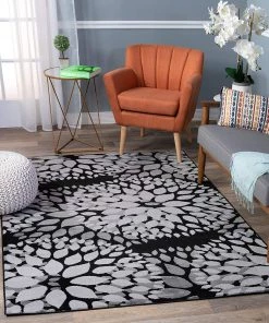 WRG All Area Rugs And Runners Floral Grey Black Area Rugs