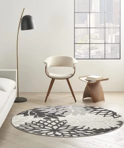 WRG Aloha Indoor/Outdoor Floral Black White Area Rug All Area Rugs And Runners