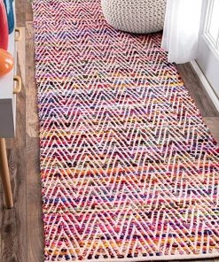 FAS Handwoven Chevron Pattern Soft Magenta Texture Area Rug All Area Rugs And Runners