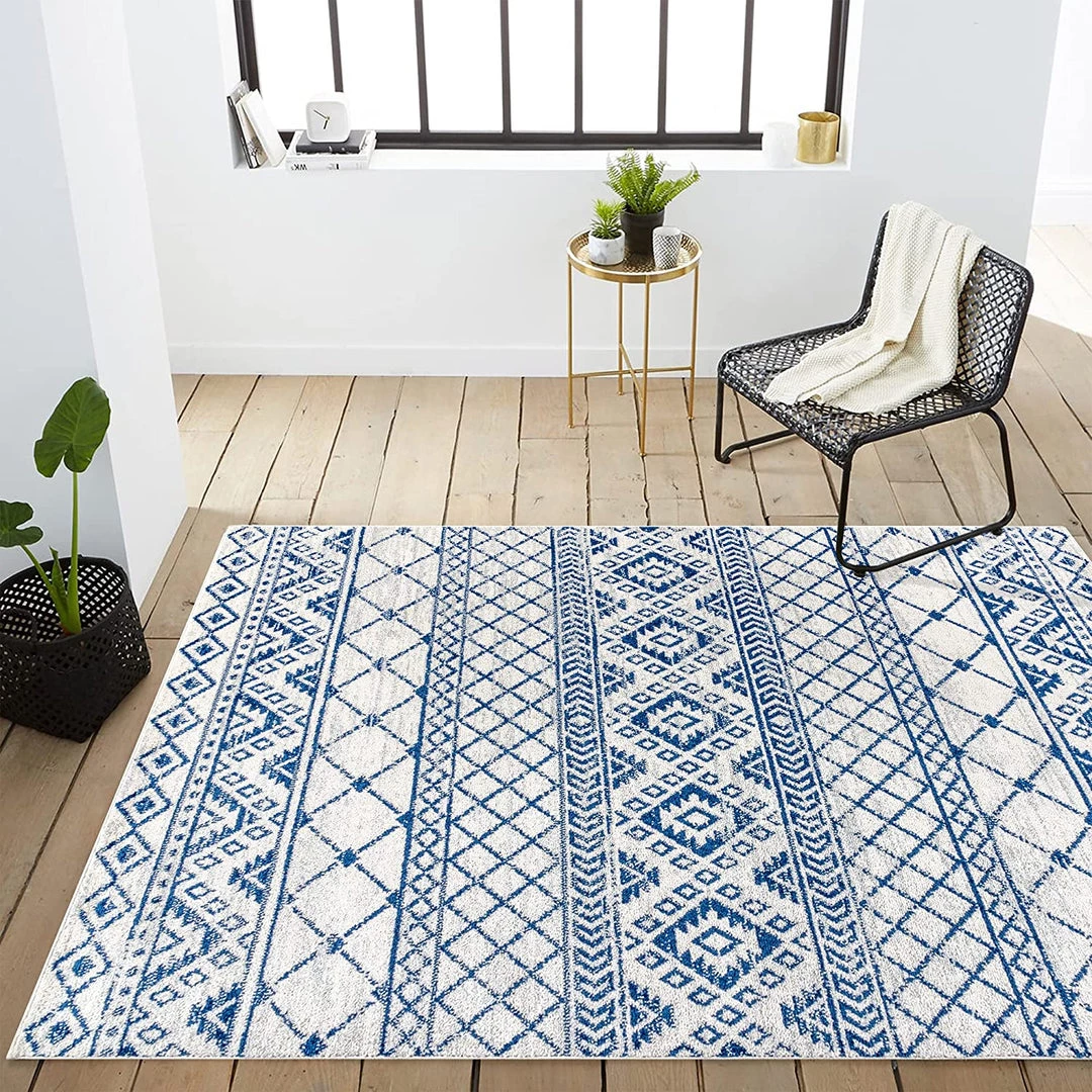 JONATHAN All Area Rugs And Runners Moroccan HYPE Boho Vintage Tribal Cream/Blue Soft Area Rug Cream/blue 6 JONATHAN All Area Rugs And Runners Moroccan HYPE Boho Vintage Tribal Cream/Blue Soft Area Rug Cream/blue