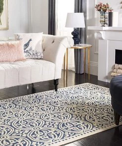 FAS Handcrafted Geometric Navy Blue Ivory Premium Wool Soft Area Rug 15 FAS Handcrafted Geometric Navy Blue Ivory Premium Wool Soft Area Rug