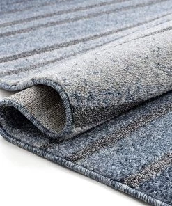 Well Woven Boer Blue Geometric Stripes Pattern Area Rug