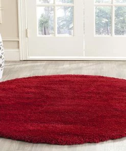 FAS All Area Rugs And Runners Red Soft Plush Shag Area Rug