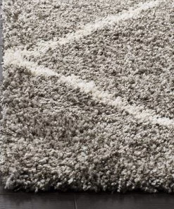 FAS Diamond Trellis Grey/Ivory Soft Plush Area Rug 2-inch Thick