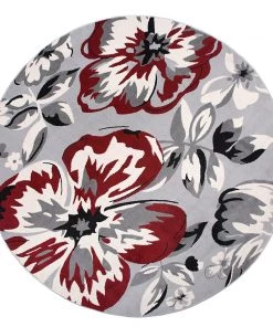 WRG All Area Rugs And Runners Gray/Grey Red White Floral Area Rugs