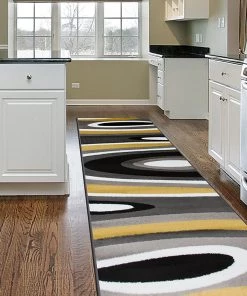 WRG All Area Rugs And Runners Gray/Grey Yellow Abstract Area Rug
