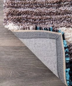 FAS Premium Handmade Striped Blue Gray Plush Shag Area Rugs All Area Rugs And Runners 11 FAS Premium Handmade Striped Blue Gray Plush Shag Area Rugs All Area Rugs And Runners