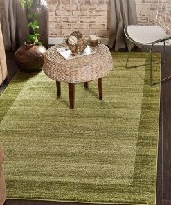 FAS Contemporary Bordered Soft Light Green Area Rug