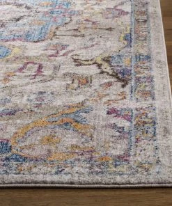 Modern Rugs And Decor Safavieh Collection Medallion Distressed Area Rug, Blue / Light Grey