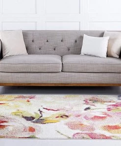 Modern Floral Ivory Multi-color Area Rugs