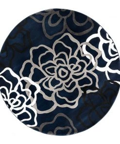 WRG All Area Rugs And Runners Floral Navy Grey White Area Rug