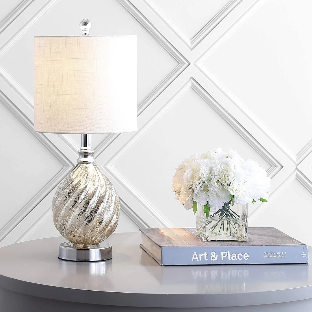 JONATHAN Lawrence 20.5" Glass/Metal LED Table Lamp Mercury Silver 1 JONATHAN Lawrence 20.5" Glass/Metal LED Table Lamp Mercury Silver