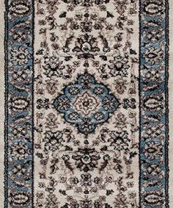 WRG Traditional Blue Medallion Floral Area Rug