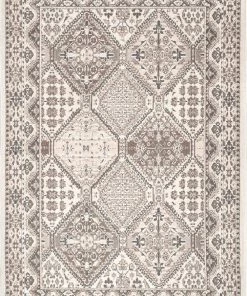 Modern Rugs And Decor Becca Vintage Tile Area Rug, Oval, Beige All Area Rugs And Runners