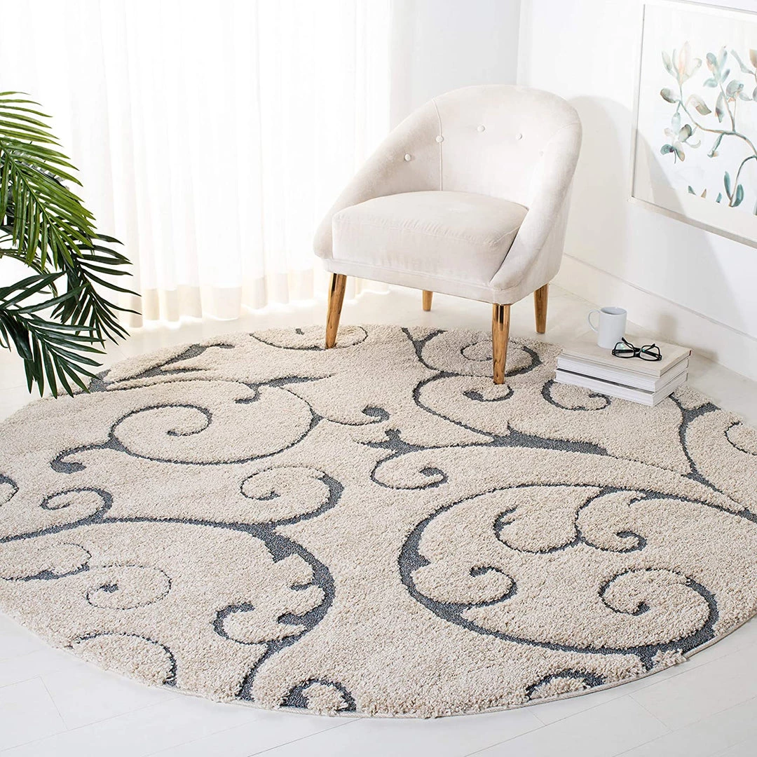 FAS All Area Rugs And Runners Premium Swirl Thick Plush Cream/Dark Blue Area Shag Rug 7 FAS All Area Rugs And Runners Premium Swirl Thick Plush Cream/Dark Blue Area Shag Rug