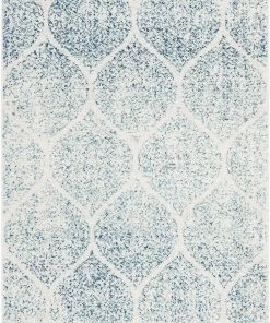 FAS Geometric Trellis Distressed Cream/Turquoise Soft Area Rug All Area Rugs And Runners