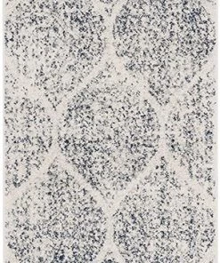 FAS All Area Rugs And Runners Geometric Trellis Distressed Cream Royal Blue Soft Area Rug