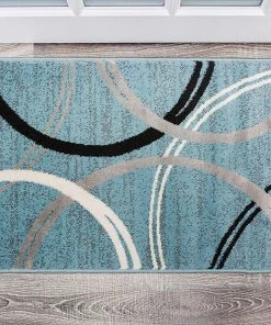 WRG All Area Rugs And Runners Contemporary Circles Pattern Light Blue Gray Soft Area Rugs