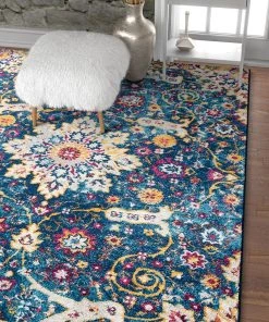 WW Blue Vintage Floral Medallion Area Rugs All Area Rugs And Runners