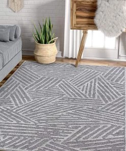 Well Woven Talson Grey Geometric Lines Pattern Area Rug All Area Rugs And Runners