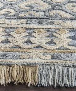 Safavieh All Area Rugs And Runners Blossom Collection BLM420A Handmade Fringe Premium Wool Area Rug, Light Beige / Blue 14 Safavieh All Area Rugs And Runners Blossom Collection BLM420A Handmade Fringe Premium Wool Area Rug, Light Beige / Blue