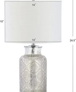 JONATHAN Lamps Emilia Trellis Pattern Glass LED Table Lamp Silver