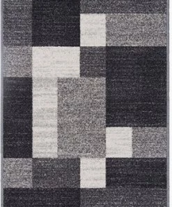 WRG Box Pattern Gray/Grey Area Rug Non-Slip Non Skid