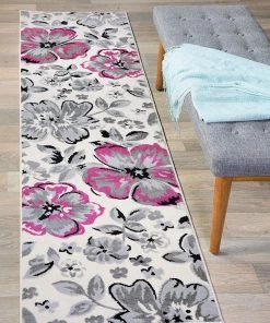 WRG Floral Pink Gray Black Area Rugs All Area Rugs And Runners