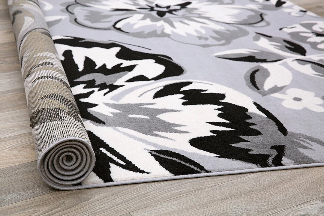 WRG All Area Rugs And Runners Gray/Grey Black White Floral Area Rugs 4 WRG All Area Rugs And Runners Gray/Grey Black White Floral Area Rugs