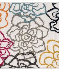 WRG All Area Rugs And Runners Floral White Multi-Color Area Rug