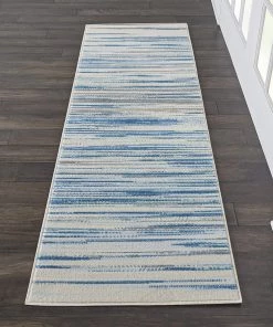 NOUR All Area Rugs And Runners Modern Coastal Blue Area Rug