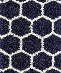 WRG Cozy Geometric Shag Navy Area Rug