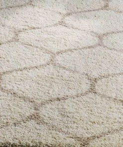 FAS All Area Rugs And Runners Moroccan Pattern Ivory Beige Plush Shag Area Rug