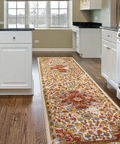 WRG All Area Rugs And Runners Traditional Distressed Cream Multi-color Area Rug