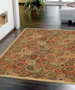 OPVM Paisley Design Multi-color Area Rug And Runners Non-Slip/ No Skid