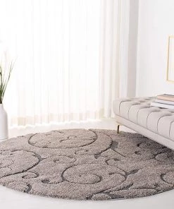 FAS Premium Swirl Thick Plush Grey/Light Blue Area Shag Rug