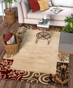 Well Woven Barclay Vane Willow Damask Beige Modern Area Rug